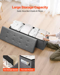 VEVOR Foldable Storage Ottoman Bench 660lbs Grey Upholstered Linen