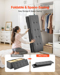 VEVOR Foldable Storage Ottoman Bench 660lbs Grey Upholstered Linen