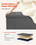 VEVOR Foldable Storage Ottoman Bench 660lbs Grey Upholstered Linen