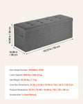 VEVOR Foldable Storage Ottoman Bench 660lbs Grey Upholstered Linen