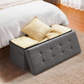 VEVOR Foldable Storage Ottoman Bench 660lbs Grey Upholstered Linen
