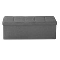 VEVOR Foldable Storage Ottoman Bench 660lbs Grey Upholstered Linen