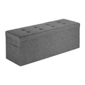 VEVOR Foldable Storage Ottoman Bench 660lbs Grey Upholstered Linen
