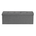VEVOR Foldable Storage Ottoman Bench 660lbs Grey Upholstered Linen