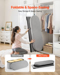 Oval Storage Ottoman Bench Foldable Teddy Fleece 660lbs Grey
