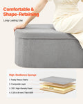 Oval Storage Ottoman Bench Foldable Teddy Fleece 660lbs Grey
