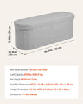 Oval Storage Ottoman Bench Foldable Teddy Fleece 660lbs Grey