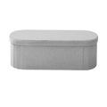Oval Storage Ottoman Bench Foldable Teddy Fleece 660lbs Grey