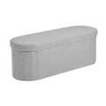 Oval Storage Ottoman Bench Foldable Teddy Fleece 660lbs Grey