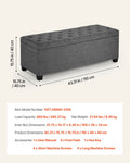 Storage Ottoman Bench, Button-Tufted End of Bed Bench with Side Bags, Flip-up Upholstered Storage Chest with Metal Frame, Linen Bed Ottoman for Living Room, Bedroom, Entryway, Office, Grey