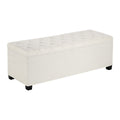 Storage Ottoman Bench Button-Tufted Upholstered Chest Beige