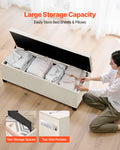 Storage Ottoman Bench Button-Tufted Upholstered Chest Beige