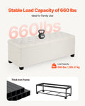 Storage Ottoman Bench Button-Tufted Upholstered Chest Beige