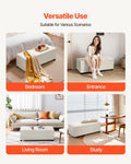 Storage Ottoman Bench Button-Tufted Upholstered Chest Beige