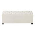 Storage Ottoman Bench Button-Tufted Upholstered Chest Beige