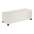 Storage Ottoman Bench Button-Tufted Upholstered Chest Beige