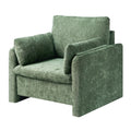 Green Upholstered Armchair with Thick Cushion & Arched Backrest