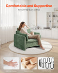 Green Upholstered Armchair with Thick Cushion & Arched Backrest