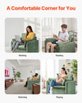 Green Upholstered Armchair with Thick Cushion & Arched Backrest