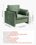 Green Upholstered Armchair with Thick Cushion & Arched Backrest