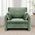 Green Upholstered Armchair with Thick Cushion & Arched Backrest