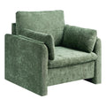 Green Upholstered Armchair with Thick Cushion & Arched Backrest