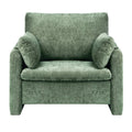 Green Upholstered Armchair with Thick Cushion & Arched Backrest