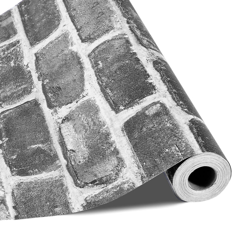 Peel Stick Wallpaper 45cm x 10m Gray Brick Waterproof Self Adhesive