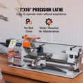 Mini Metal Lathe Machine, 180 x 400 mm, 800W Precision Benchtop Power Metal Lathe, 150-2500 RPM Continuously Variable Speed, with 3-jaw Metal Chuck Tool Box for Processing Precision Parts