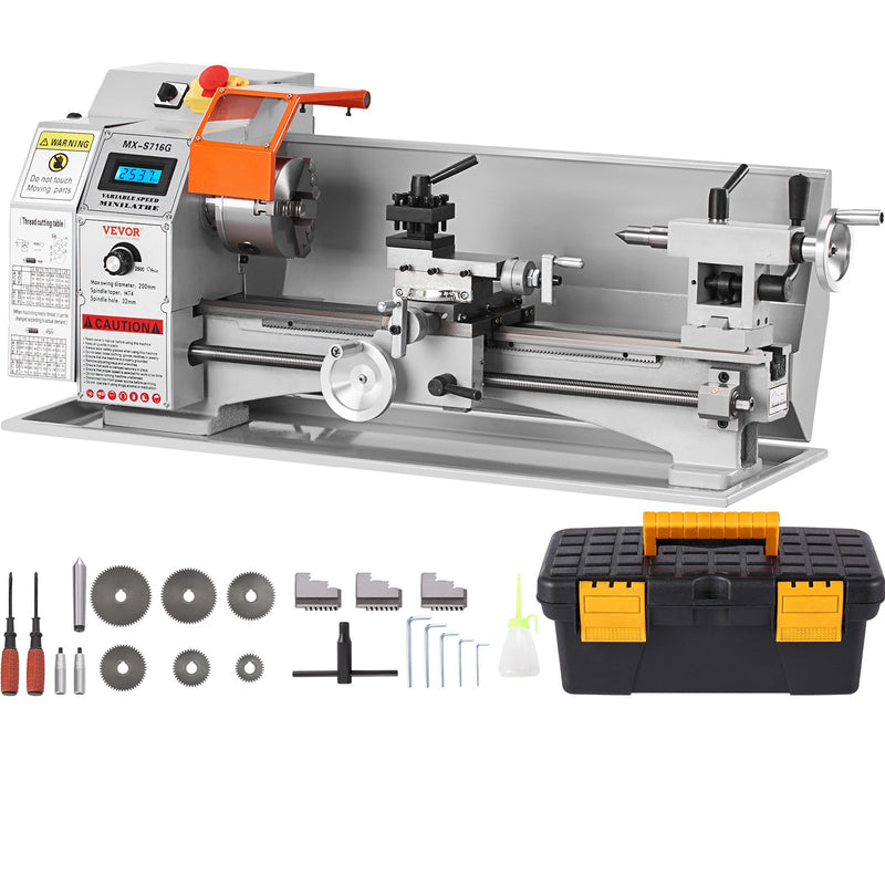 Mini Metal Lathe 180x400mm 800W 150-2500 RPM 3-Jaw Chuck