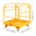 Forklift Safety Cage, 544 kg Load Capacity, 92 x 92 cm Folding Forklift Work Platform with Lockable Swivel Wheels, Drain Hole, and Device Chain, Holds 1 to 2 Adults, Perfect for Aerial Work