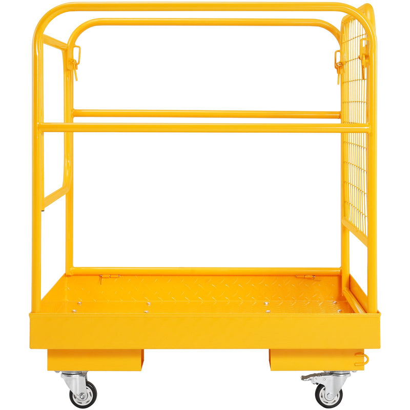 Forklift Safety Cage 544kg 92x92cm Folding Work Platform Swivel Wheels