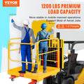 Forklift Safety Cage 544kg 92x92cm Folding Work Platform Swivel Wheels