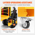 Forklift Safety Cage 544kg 92x92cm Folding Work Platform Swivel Wheels
