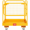 Forklift Safety Cage 544kg 92x92cm Folding Work Platform Swivel Wheels