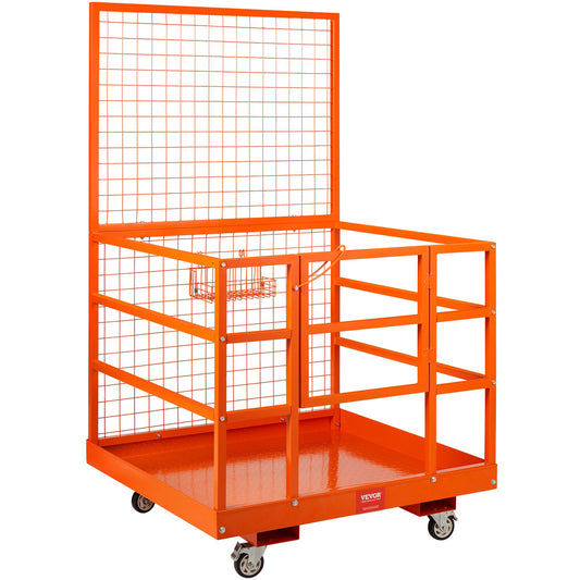 Forklift Safety Cage Work Platform 43X45in 1400lbs w/ Wheels for Aerial
