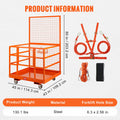 Forklift Safety Cage 43x45in 1400lbs Work Platform Wheels
