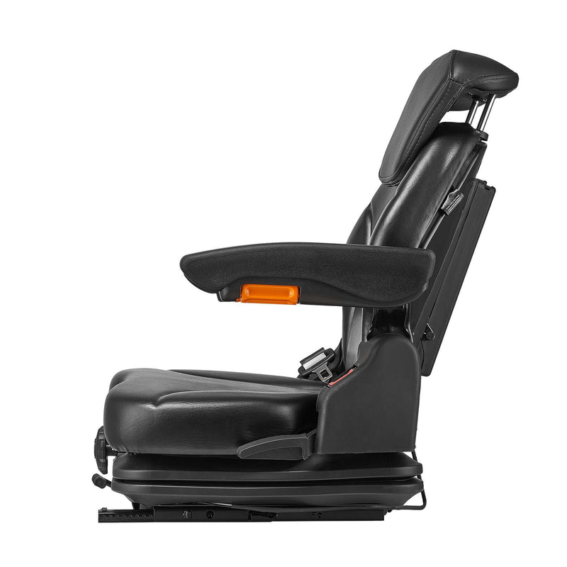 Universal Forklift Seat, Tractor Suspension Seat with Adjustable Back, Armrest, Headrest & Safety Belt, Secure Fold Down Tractor Seat with Micro Switch, Lawnmower Seat for Skid Loader Bulldozer