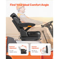 Universal Forklift Seat, Tractor Suspension Seat with Adjustable Back, Armrest, Headrest & Safety Belt, Secure Fold Down Tractor Seat with Micro Switch, Lawnmower Seat for Skid Loader Bulldozer