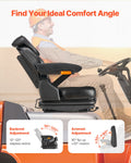 Forklift Tractor Suspension Seat Adjustable Back Armrest Headrest Belt
