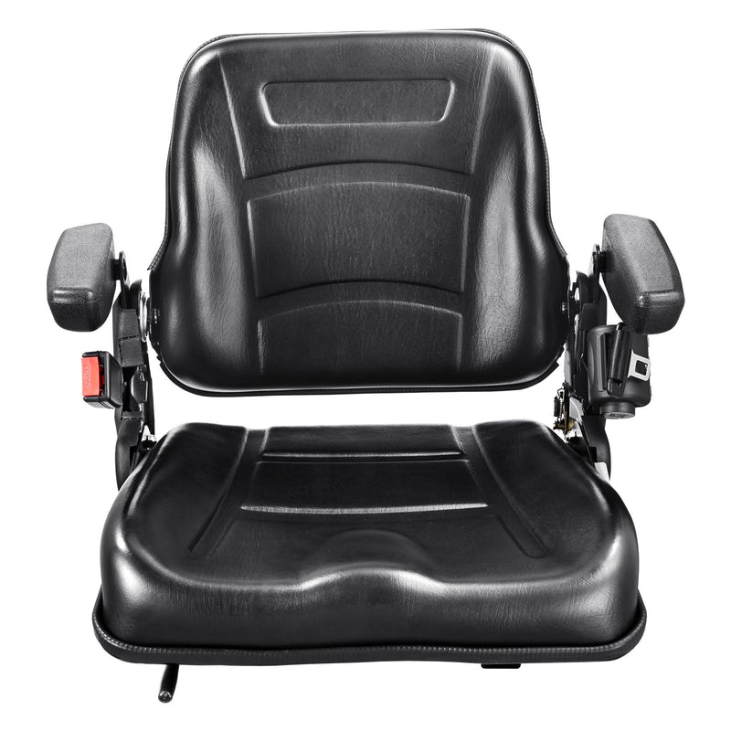 Universal Forklift Seat, Fold Down Tractor Seat with Adjustable Angle Back, Micro Switch, Seatbelt and Armrests, 16-34 cm Slot Tractor Seat for Tractor Loader Excavator