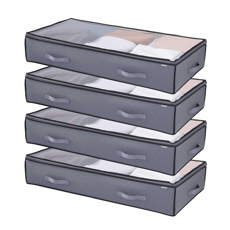 Under Bed Storage 996x500x180mm 90L Clear Lid 4 Pack Clothes Shoe Organizer