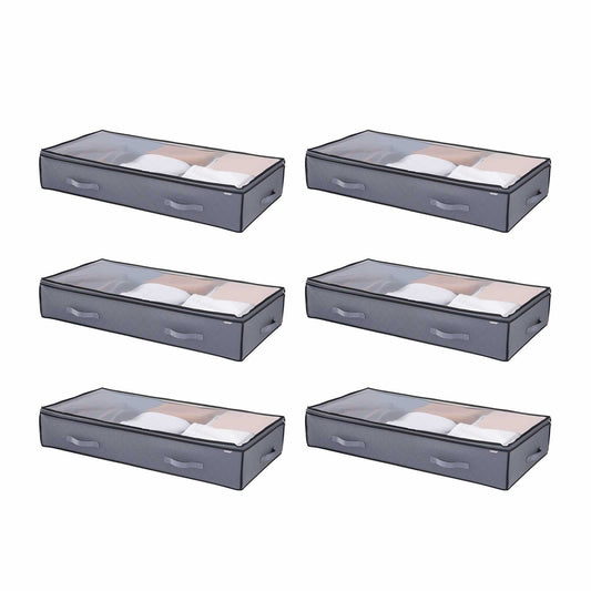 Under Bed Storage Containers 90L 6 Pack Clear Lids Low Profile