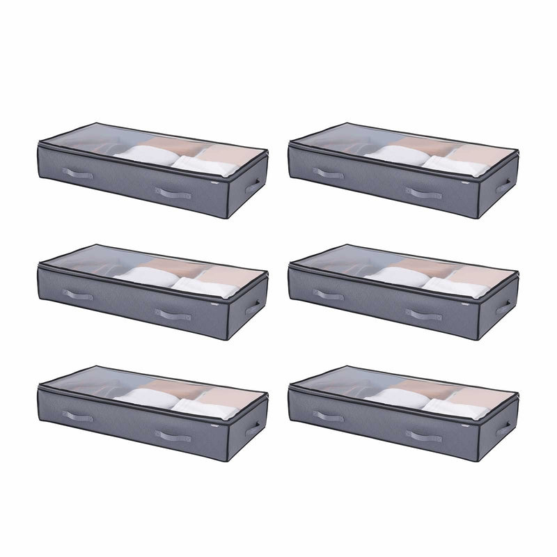 Under Bed Storage Containers 90L 6 Pack Clear Lids Low Profile