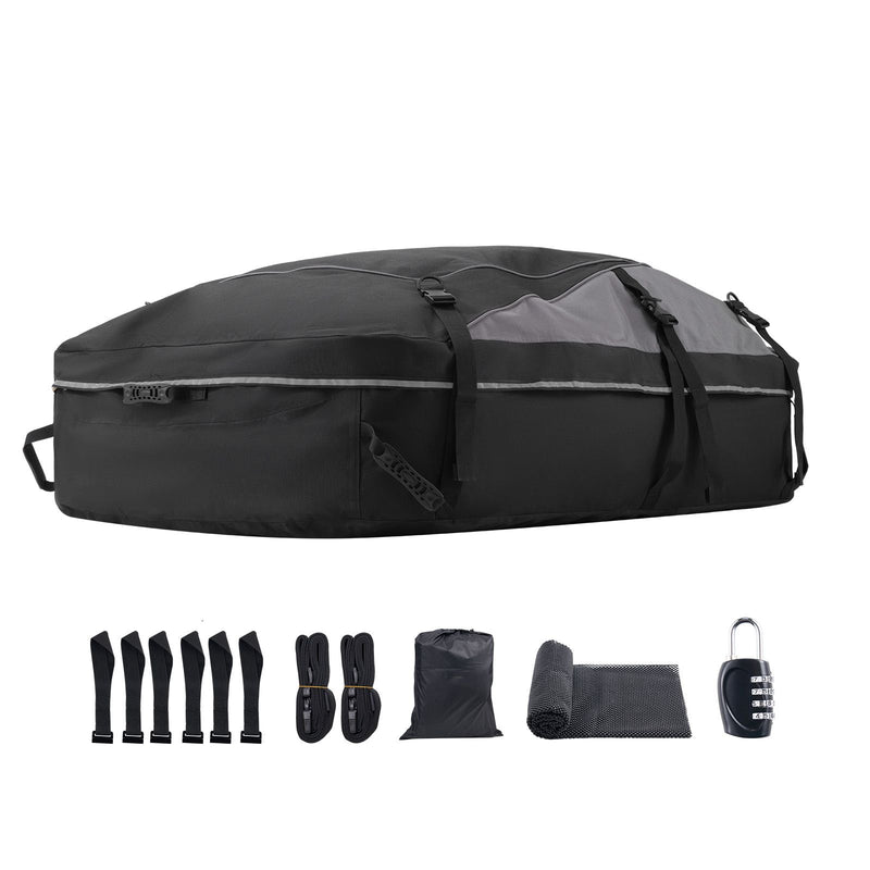 Car Rooftop Cargo Carrier Bag, 21 Cubic Feet Cargo Carrier for Car Roof, 100% Waterproof 900D Oxford Cloth Roof Luggage Bag for All Vehicle with/without Rack- with Lock, Non-Slip Mat, Door Hooks