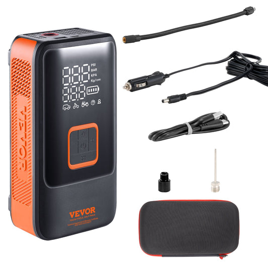 Portable Air Compressor 12000mAh Rechargeable Tire Pump LCD Gauge