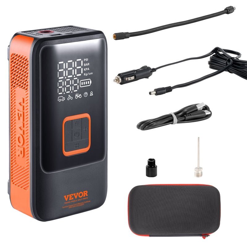Portable Air Compressor 12000mAh Rechargeable Tire Pump LCD Gauge