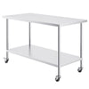 Stainless Steel Work Table 30 x 60 x 38 Inch, with 4 Wheels, 3 Adjustable Height Levels, Heavy Duty Food Prep Worktable for Commercial Kitchen Restaurant, Silver