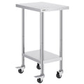 Stainless Steel Work Table 24x18x38 4 Wheels Adjustable
