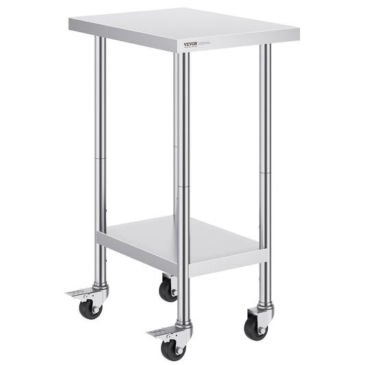 Stainless Steel Work Table 24x18x38 4 Wheels Adjustable